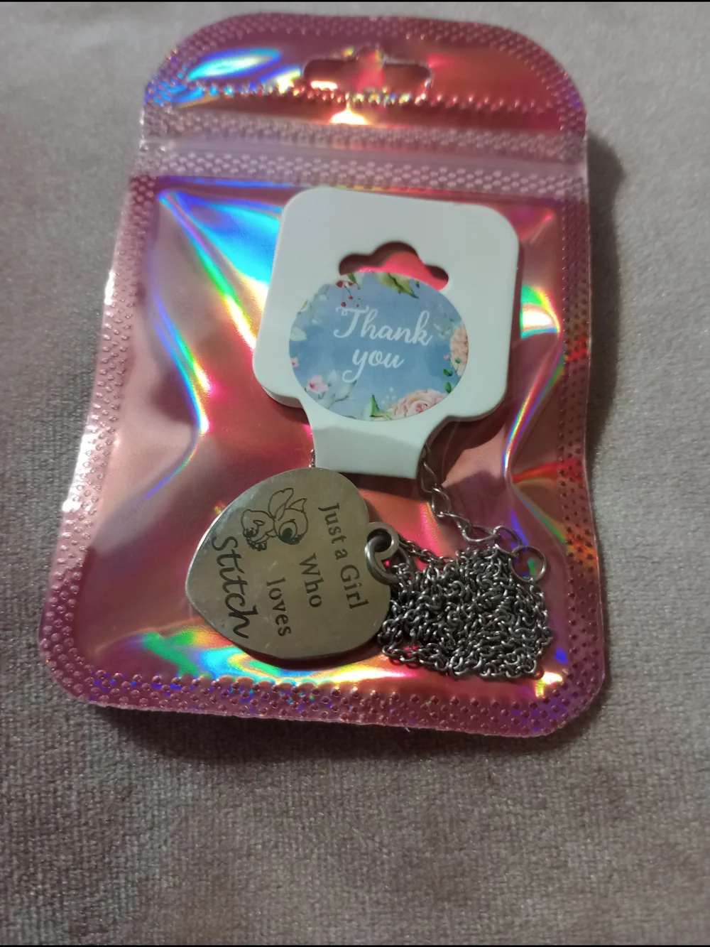 Heart-Shaped 'Just a Girl Who Loves Stitch' Necklace - Silver Tone